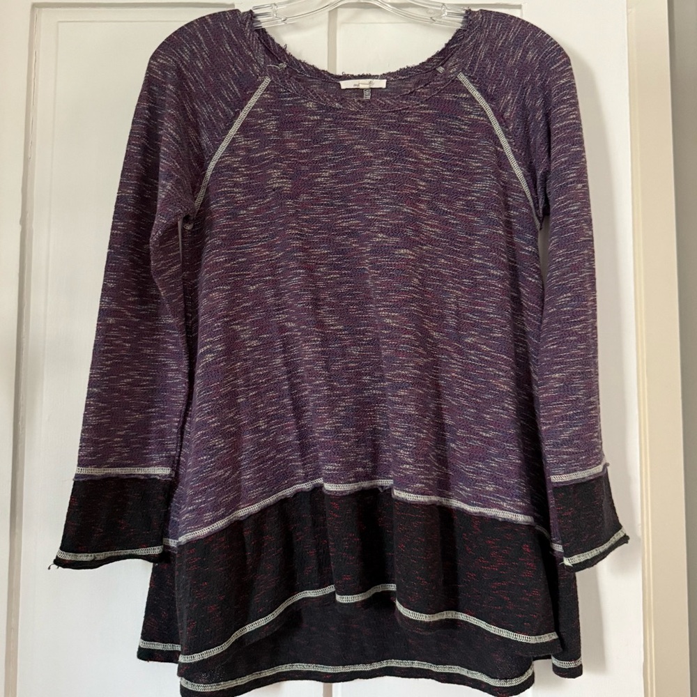 Mystree Long Sleeve Purple and Black Top